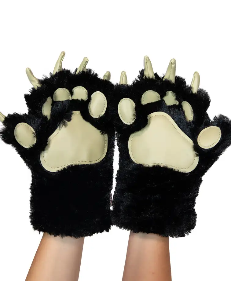 Bear Halloween Gloves Warm Costume Paw Claw Animal Text Open Finger Cosplay Mitt